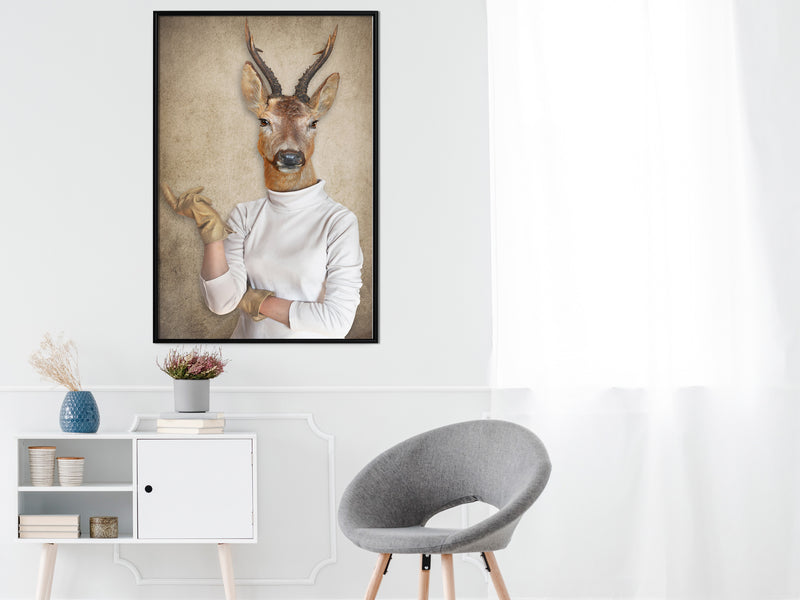 Poster - Animal Alter Ego: Capreolus  - zwart