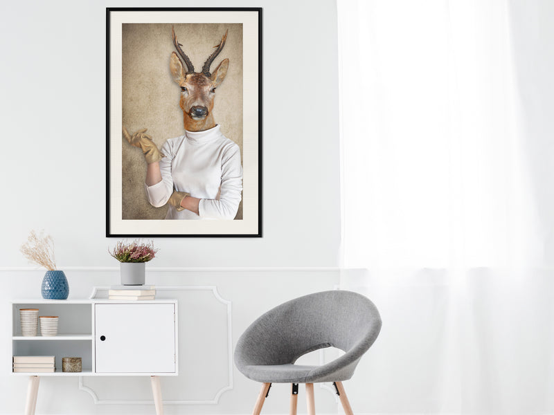 Poster - Animal Alter Ego: Capreolus  - zwart passepartout