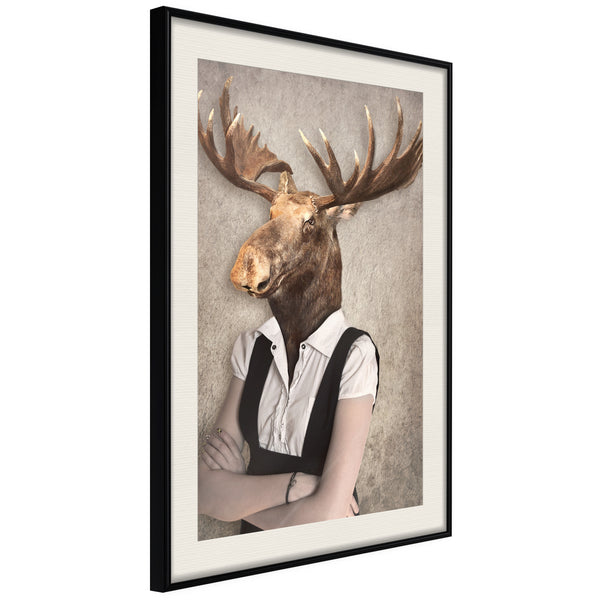 Poster - Animal Alter Ego: Moose  - zwart passepartout