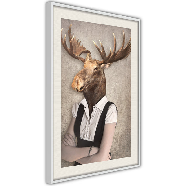 Poster - Animal Alter Ego: Moose  - wit passepartout