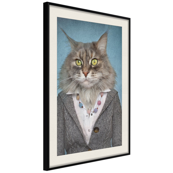 Poster - Animal Alter Ego: Cat  - zwart passepartout