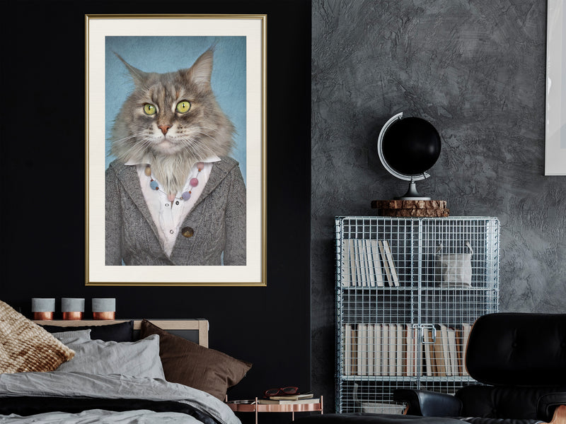 Poster - Animal Alter Ego: Cat  - goud passepartout
