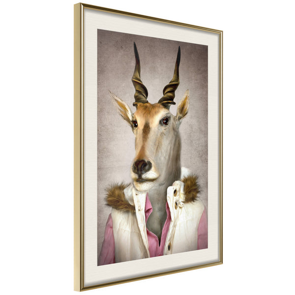 Poster - Animal Alter Ego: Antelope  - goud passepartout