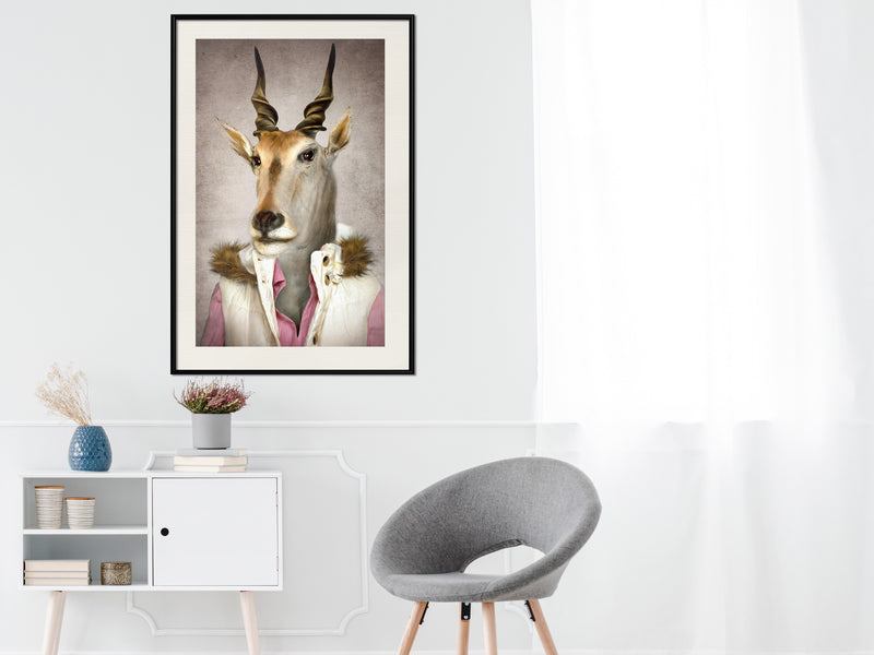Poster - Animal Alter Ego: Antelope  - zwart passepartout