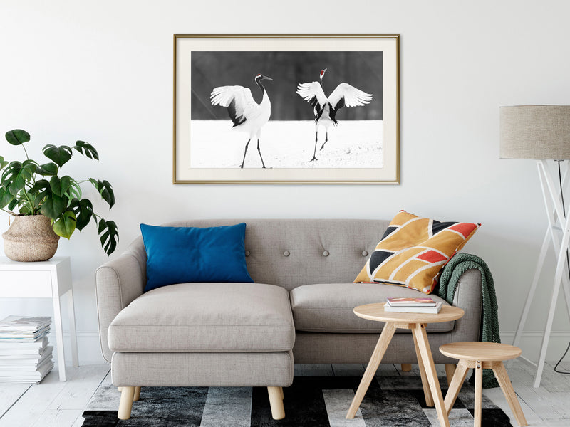 Poster - Bird Date  - goud passepartout