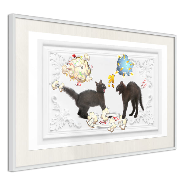 Poster - Cat Fight  - wit passepartout