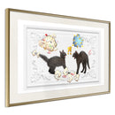 Poster - Cat Fight  - goud passepartout
