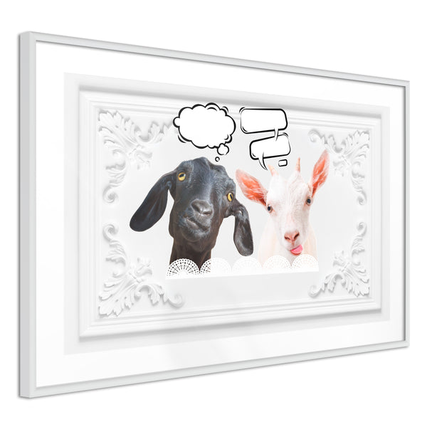 Poster - Conversation of Two Goats  - wit