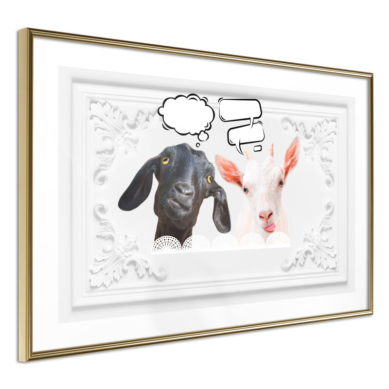 Poster - Conversation of Two Goats  - goud