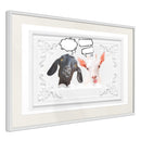 Poster - Conversation of Two Goats  - wit passepartout