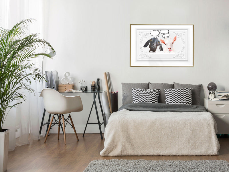 Poster - Conversation of Two Goats  - goud