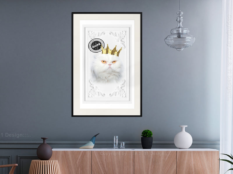 Poster - Cat Rules II  - zwart passepartout