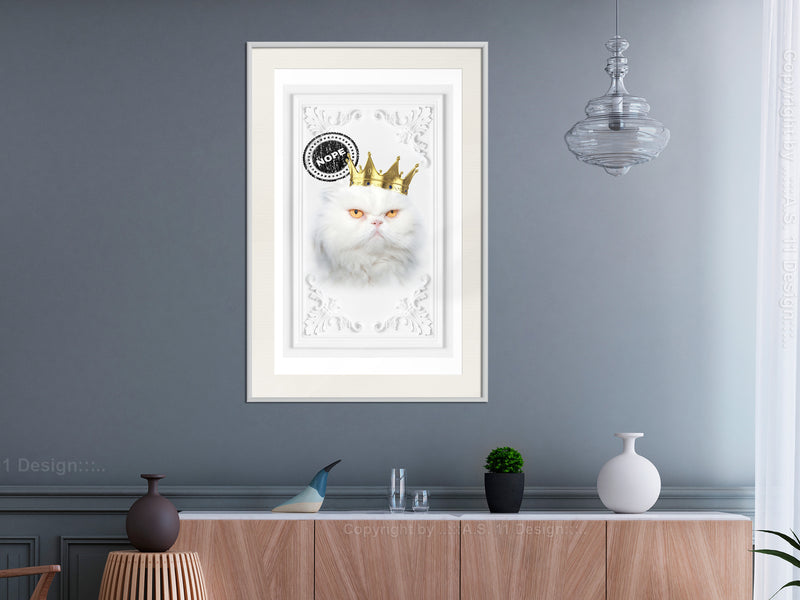 Poster - Cat Rules II  - wit passepartout