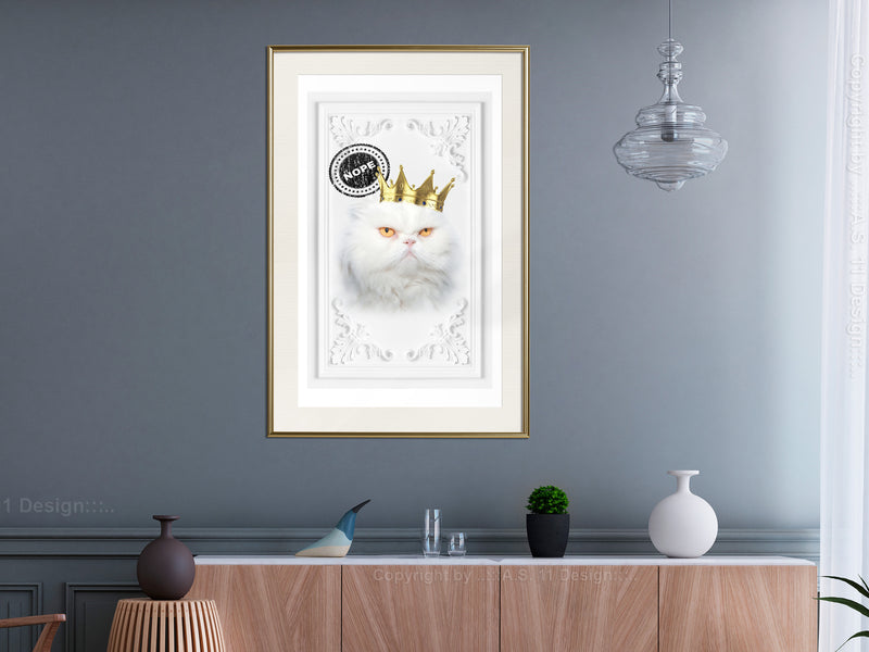 Poster - Cat Rules II  - goud passepartout