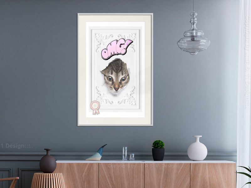 Poster - Peek-a-Boo!  - wit passepartout
