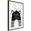 Poster - Cheerful Kitten  - zwart passepartout