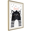 Poster - Cheerful Kitten  - goud passepartout