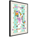 Poster - Dabbing Unicorn  - zwart passepartout