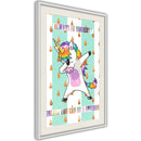 Poster - Dabbing Unicorn  - wit passepartout