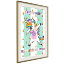 Poster - Dabbing Unicorn  - goud passepartout