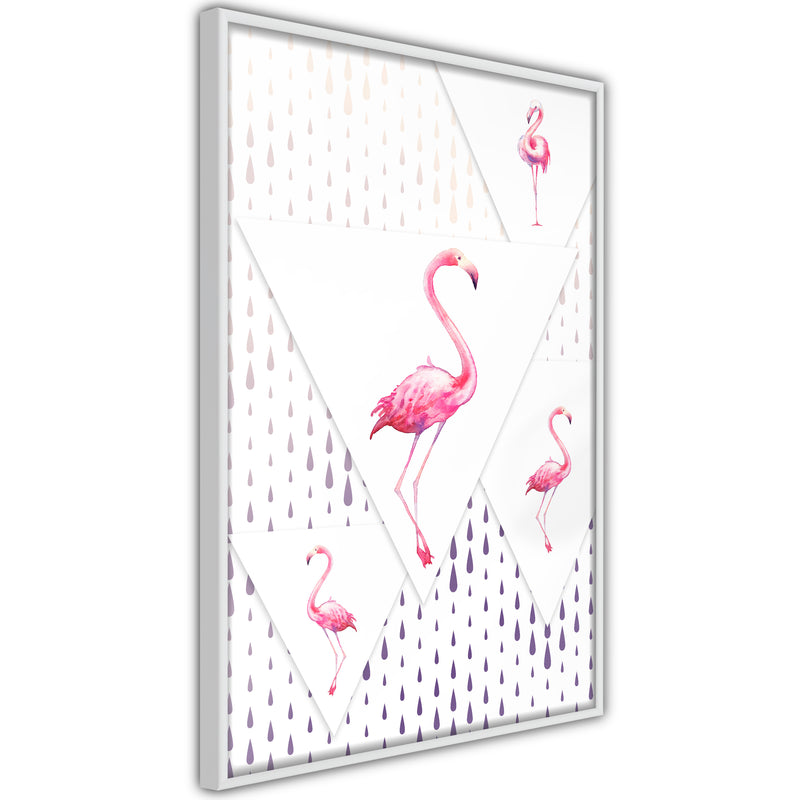 Poster - Flamingos and Triangles  - wit