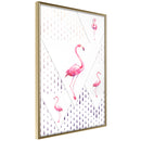 Poster - Flamingos and Triangles  - goud
