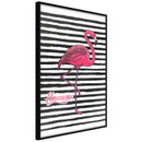 Poster - Flamingo on Striped Background  - zwart