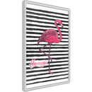 Poster - Flamingo on Striped Background  - wit