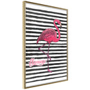Poster - Flamingo on Striped Background  - goud