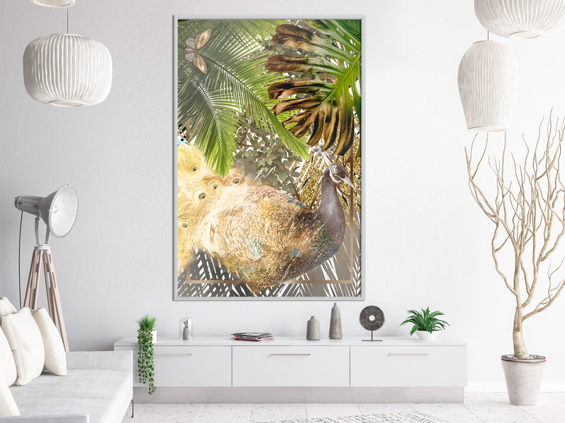 Poster - Fairy-Tale Peacock in the Jungle  - wit