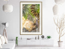 Poster - Fairy-Tale Peacock in the Jungle  - goud passepartout