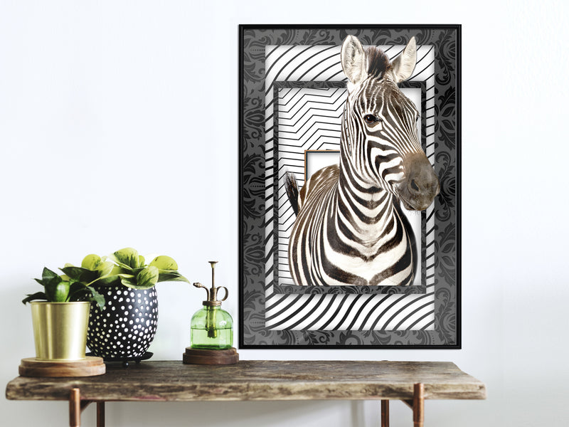 Poster - Zebra in the Frame  - zwart