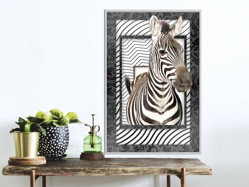 Poster - Zebra in the Frame  - wit