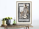 Poster - Zebra in the Frame  - goud passepartout