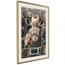 Poster - Giraffe in the Frame  - goud passepartout