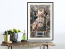 Poster - Giraffe in the Frame  - zwart passepartout