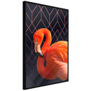 Poster - Orange Flamingo  - zwart