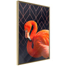 Poster - Orange Flamingo  - goud