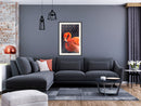 Poster - Orange Flamingo  - zwart passepartout