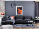 Poster - Orange Flamingo  - wit passepartout