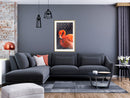 Poster - Orange Flamingo  - goud passepartout