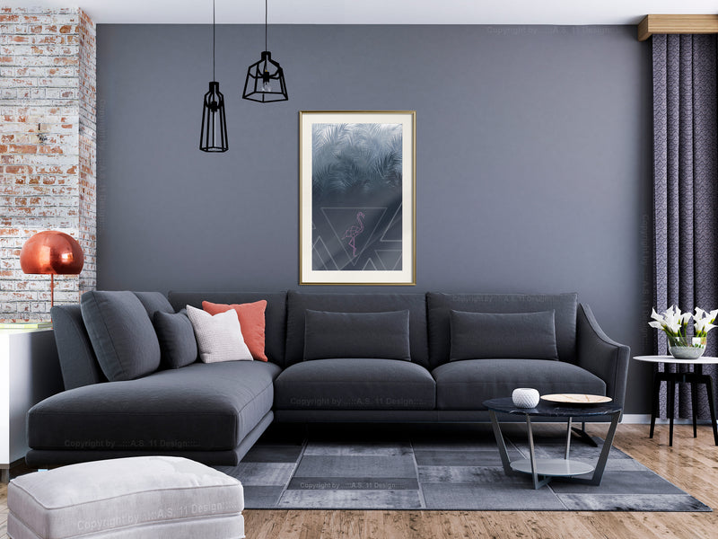 Poster - Geometric Jungle  - goud passepartout