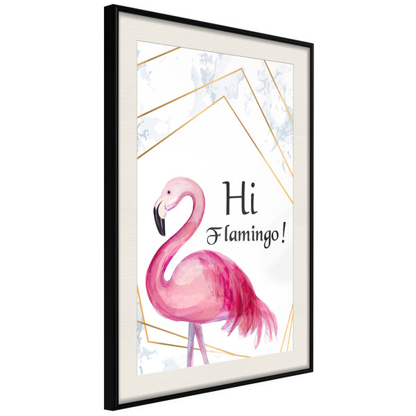 Poster - Pink Visitor  - zwart passepartout