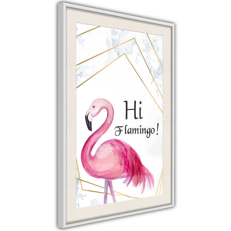 Poster - Pink Visitor  - wit passepartout