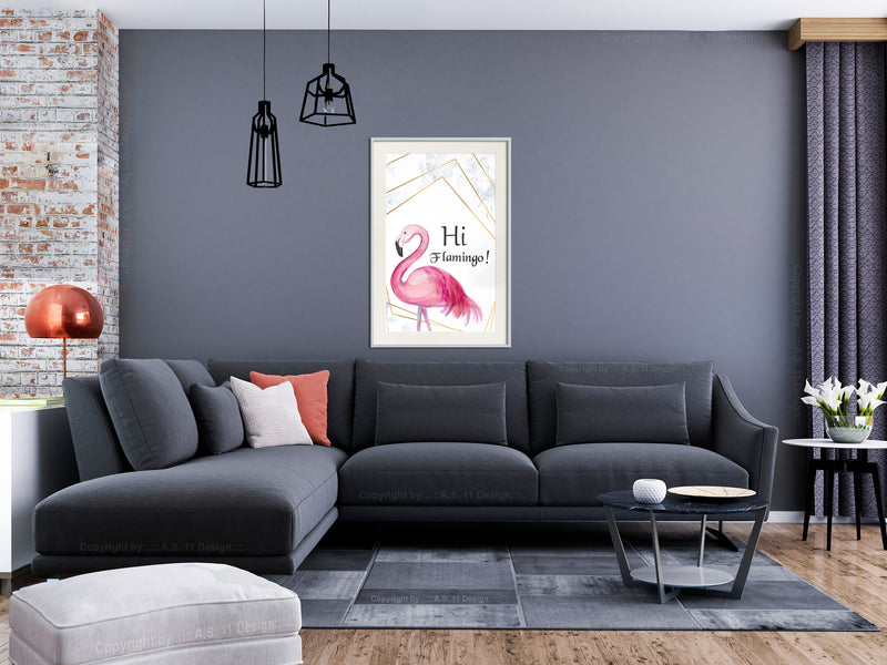Poster - Pink Visitor  - wit passepartout