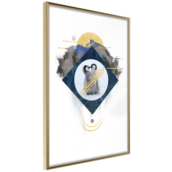 Poster - Little Penguins  - goud