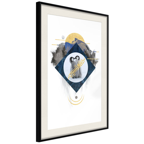 Poster - Little Penguins  - zwart passepartout