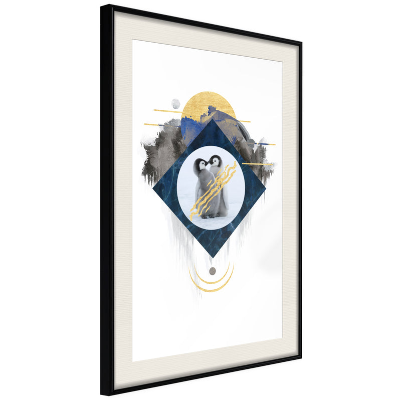 Poster - Little Penguins  - zwart passepartout