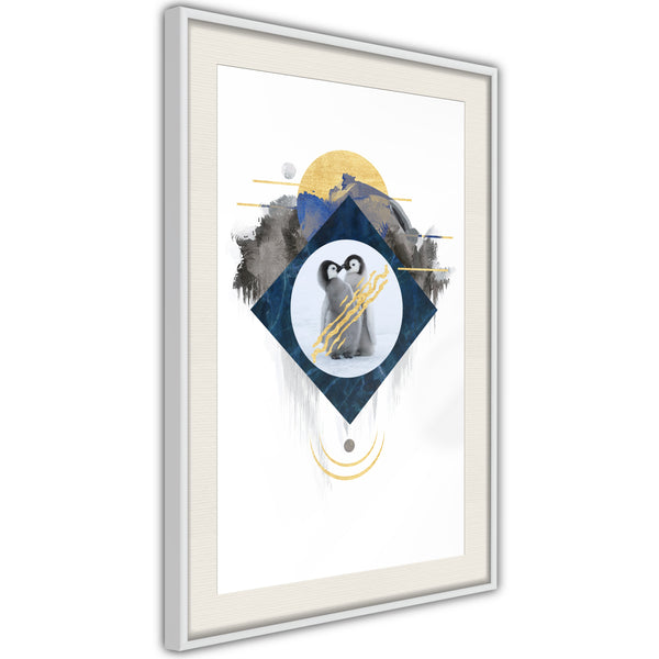 Poster - Little Penguins  - wit passepartout
