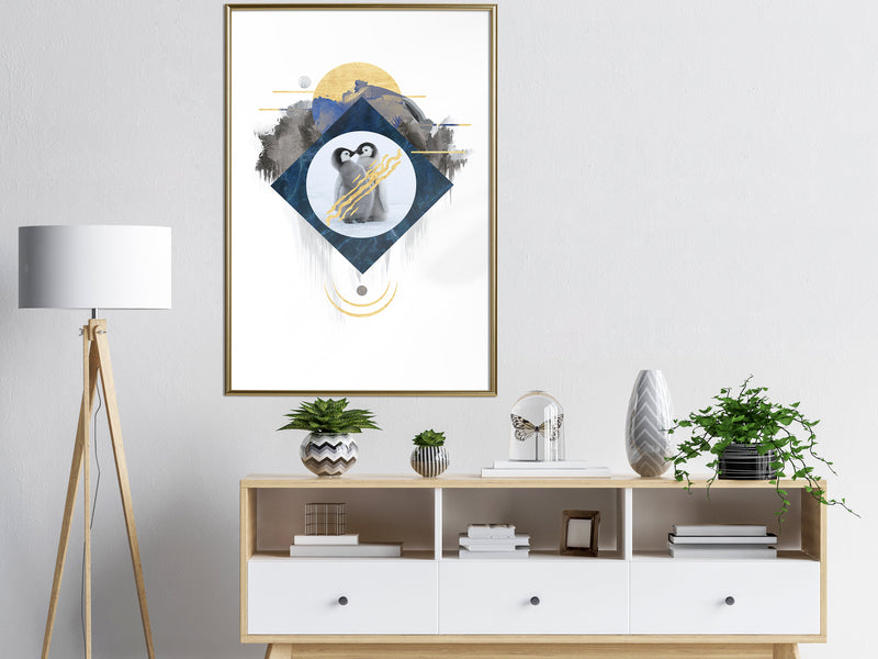 Poster - Little Penguins  - goud